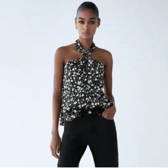 Zara Satin Print Halter - Picture 2 of 7